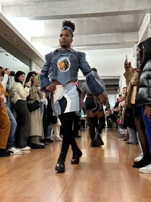 Look designed by IFA Paris students Florence Maltseva, Len Schildbach and Bhagya Pathmanaban. Entirely designed from upcycled denim.